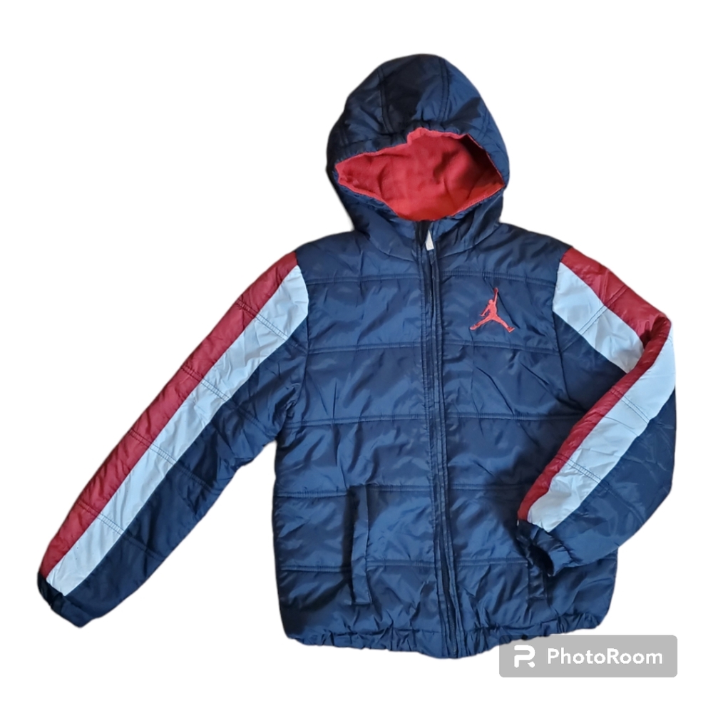 Jordan Nike Boys Size Medium (10-12 YRS) Jumpman Logo Puffer Hoodie Coat Jacket